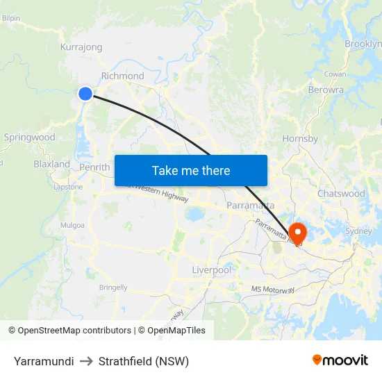 Yarramundi to Strathfield (NSW) map