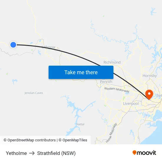 Yetholme to Strathfield (NSW) map