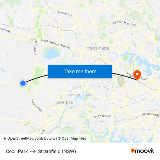 Cecil Park to Strathfield (NSW) map