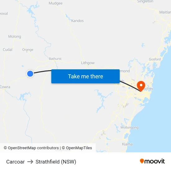 Carcoar to Strathfield (NSW) map