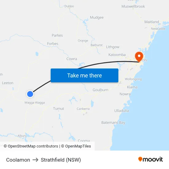 Coolamon to Strathfield (NSW) map