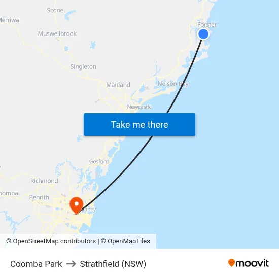Coomba Park to Strathfield (NSW) map