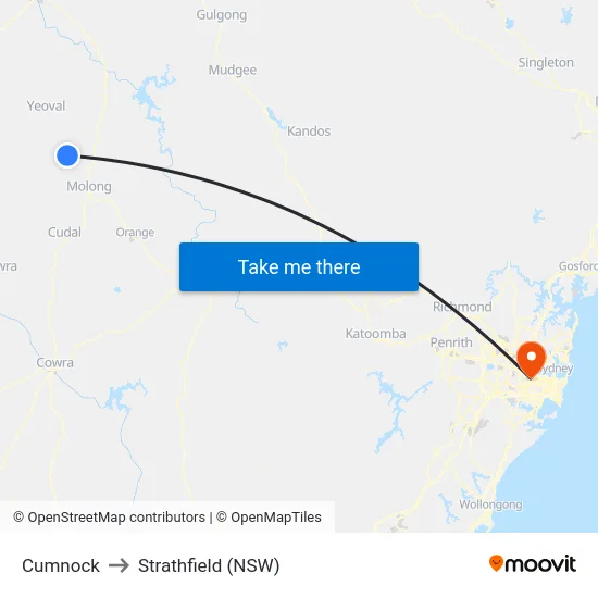 Cumnock to Strathfield (NSW) map
