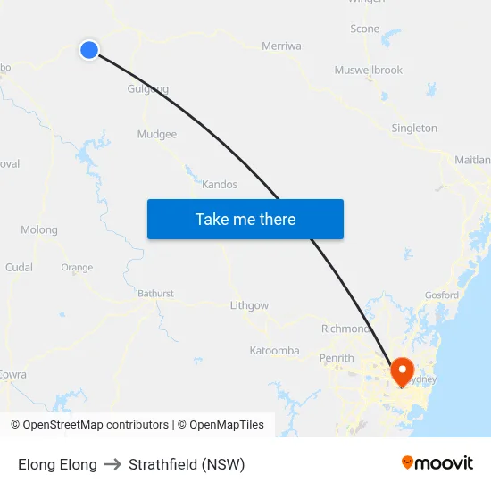 Elong Elong to Strathfield (NSW) map