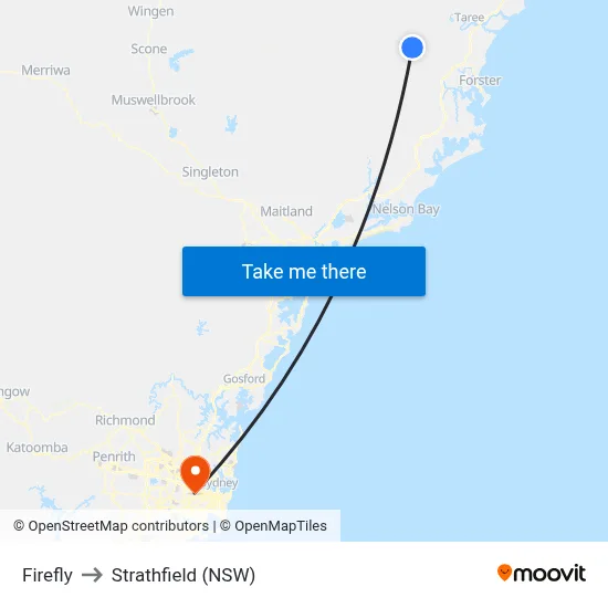 Firefly to Strathfield (NSW) map