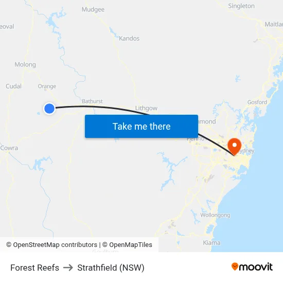 Forest Reefs to Strathfield (NSW) map