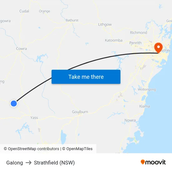 Galong to Strathfield (NSW) map