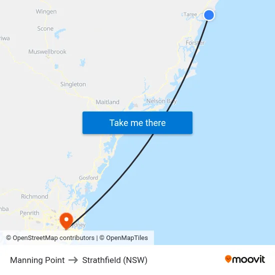 Manning Point to Strathfield (NSW) map
