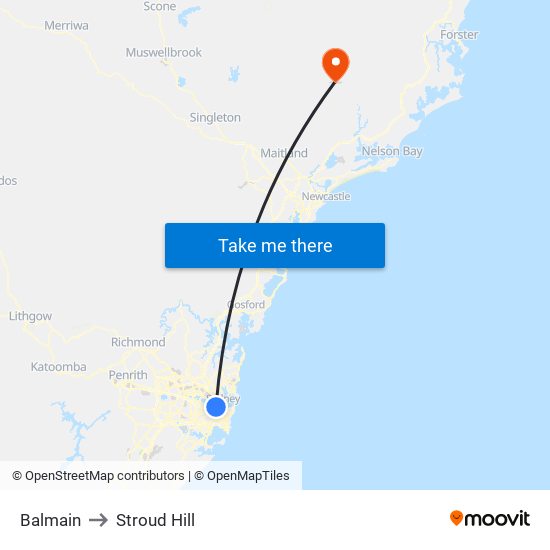 Balmain to Stroud Hill map