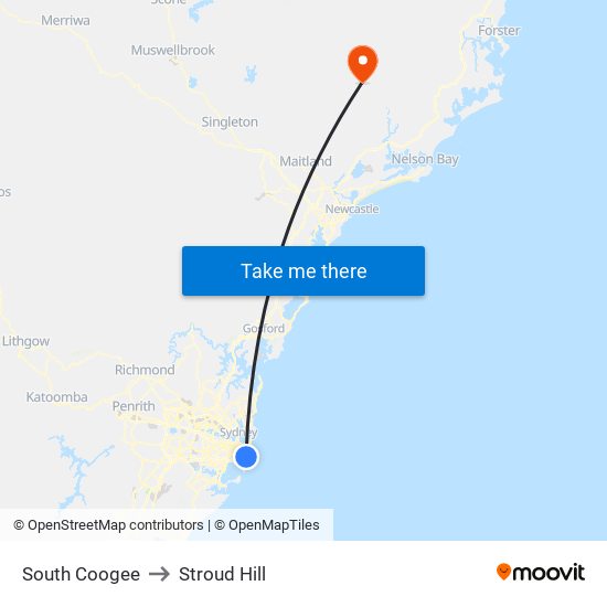 South Coogee to Stroud Hill map