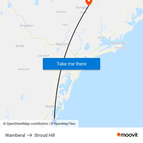 Wamberal to Stroud Hill map