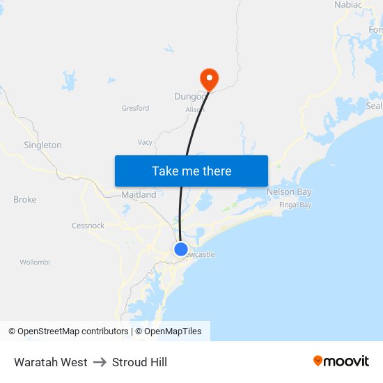 Waratah West to Stroud Hill map