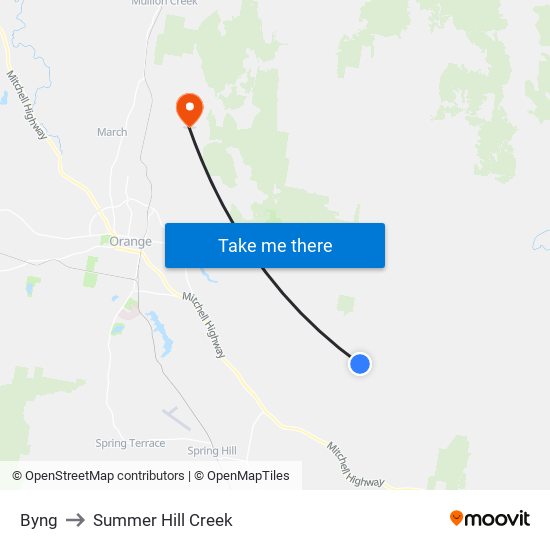 Byng to Summer Hill Creek map