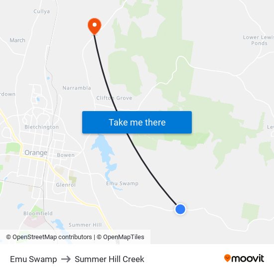 Emu Swamp to Summer Hill Creek map