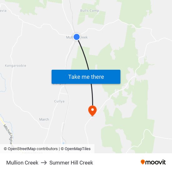 Mullion Creek to Summer Hill Creek map