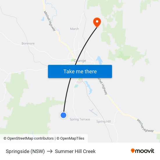 Springside (NSW) to Summer Hill Creek map