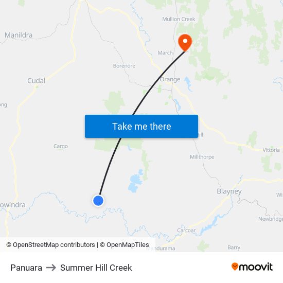 Panuara to Summer Hill Creek map