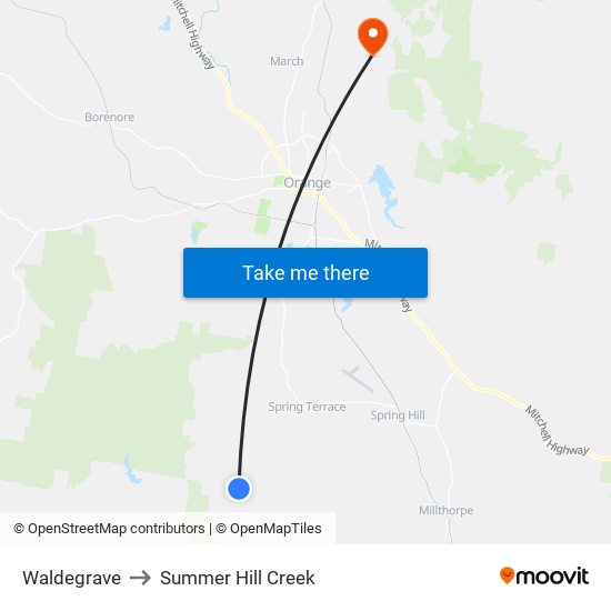 Waldegrave to Summer Hill Creek map