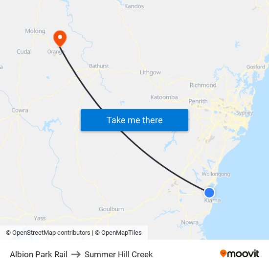 Albion Park Rail to Summer Hill Creek map
