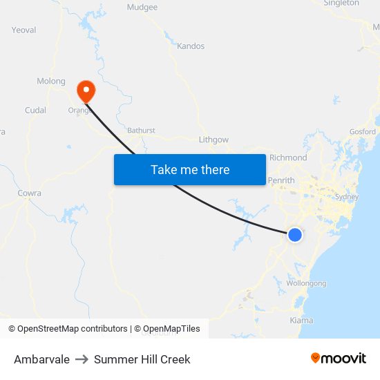 Ambarvale to Summer Hill Creek map