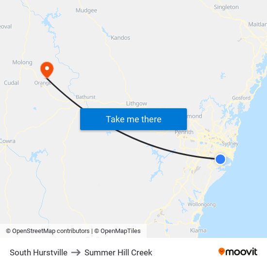 South Hurstville to Summer Hill Creek map