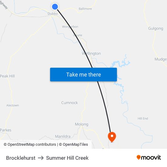 Brocklehurst to Summer Hill Creek map