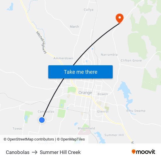 Canobolas to Summer Hill Creek map