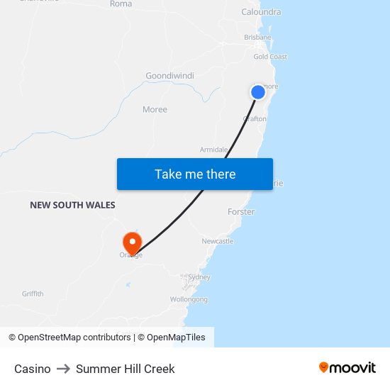 Casino to Summer Hill Creek map