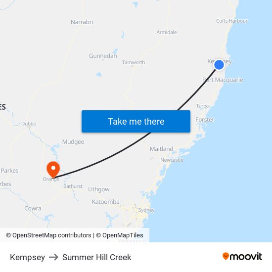 Kempsey to Summer Hill Creek map