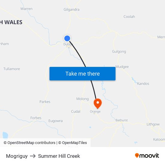 Mogriguy to Summer Hill Creek map