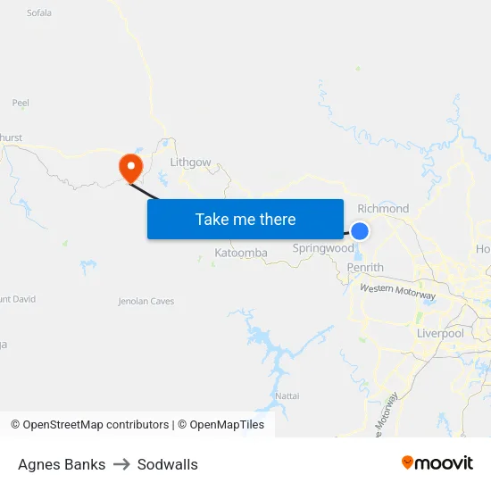 Agnes Banks to Sodwalls map