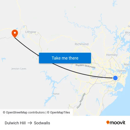 Dulwich Hill to Sodwalls map