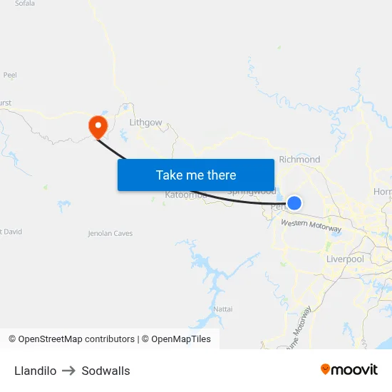 Llandilo to Sodwalls map