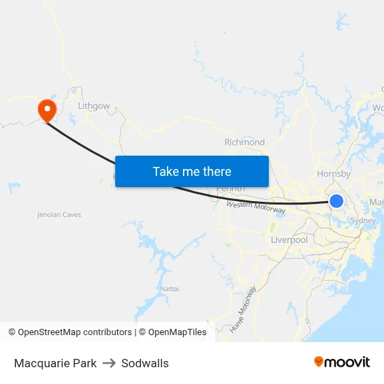 Macquarie Park to Sodwalls map