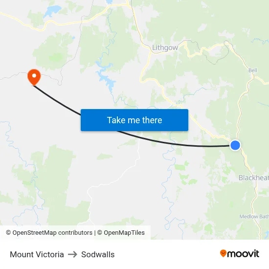 Mount Victoria to Sodwalls map