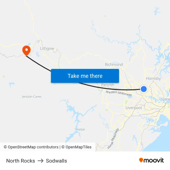 North Rocks to Sodwalls map