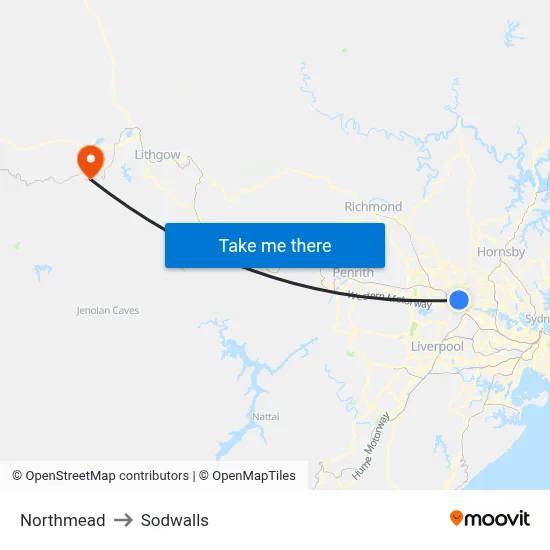 Northmead to Sodwalls map