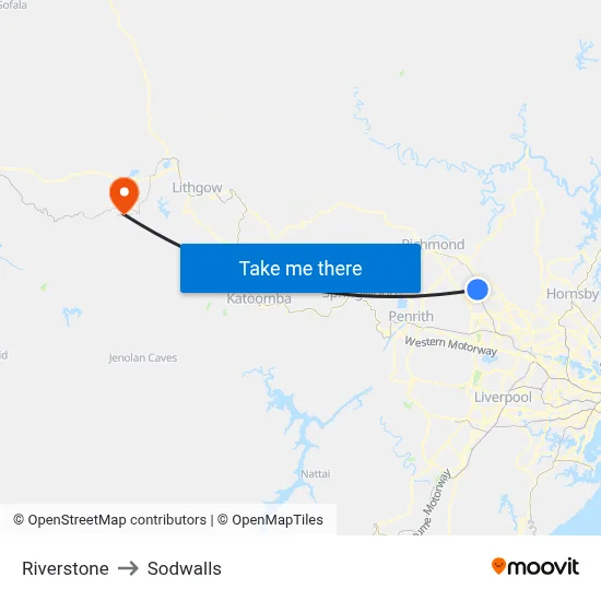 Riverstone to Sodwalls map