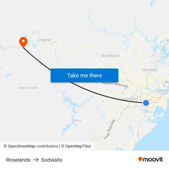 Roselands to Sodwalls map