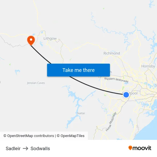 Sadleir to Sodwalls map