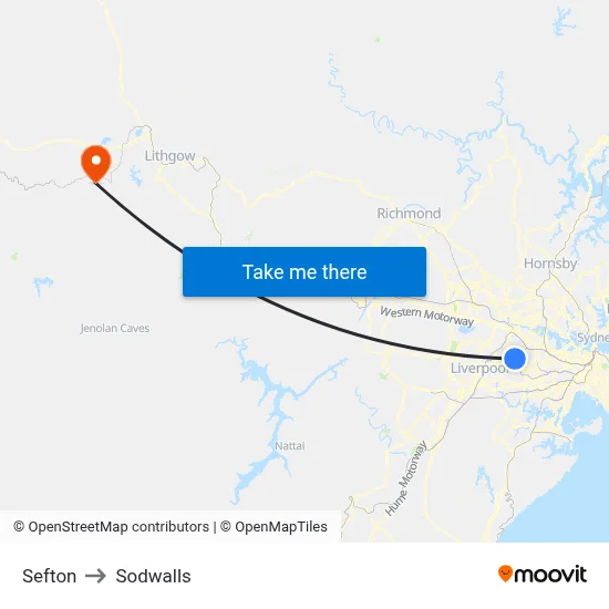 Sefton to Sodwalls map
