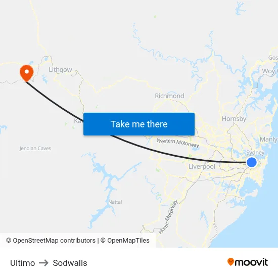 Ultimo to Sodwalls map