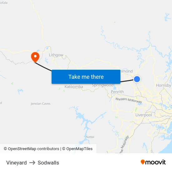 Vineyard to Sodwalls map