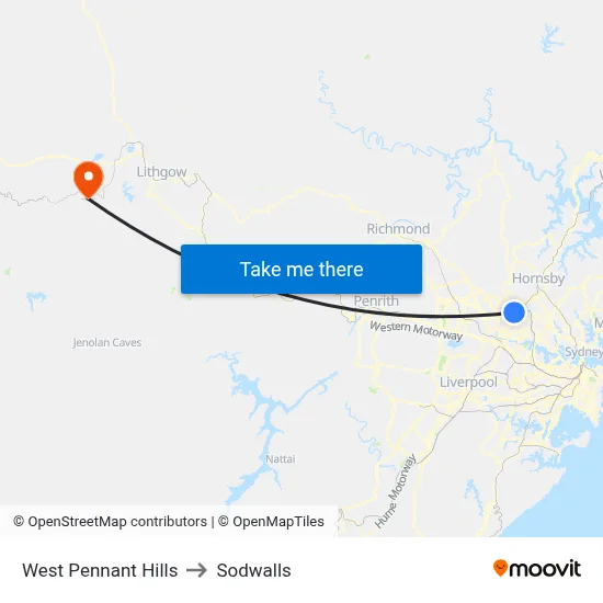 West Pennant Hills to Sodwalls map