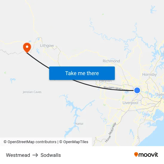 Westmead to Sodwalls map