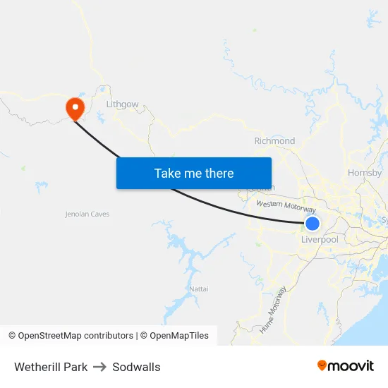 Wetherill Park to Sodwalls map