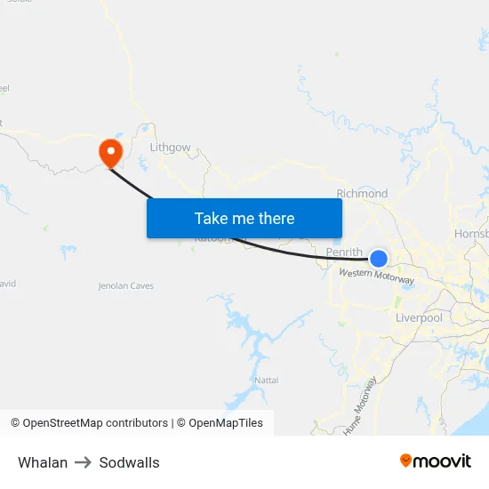 Whalan to Sodwalls map
