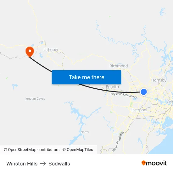Winston Hills to Sodwalls map