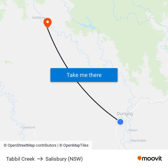 Tabbil Creek to Salisbury (NSW) map