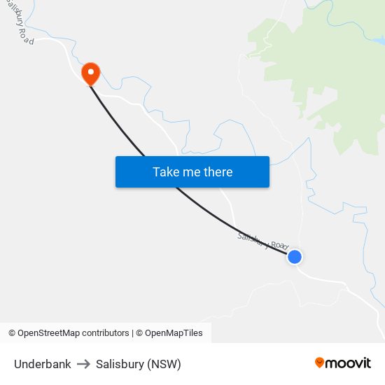 Underbank to Salisbury (NSW) map